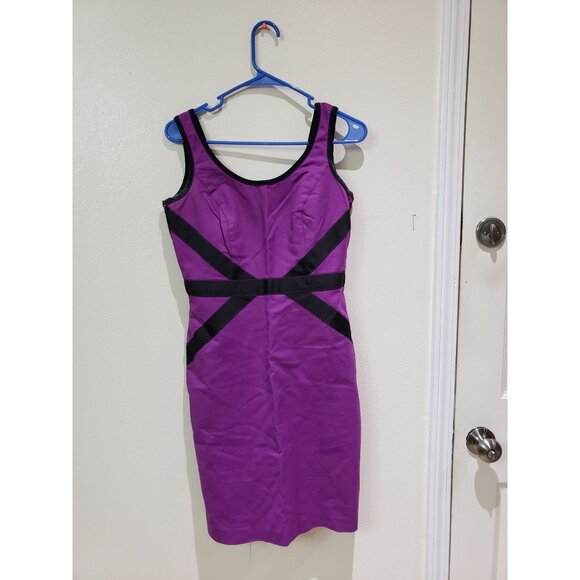 Worthington womens' fitted purple and black, attached lining dress, size 4 - Picture 1 of 6